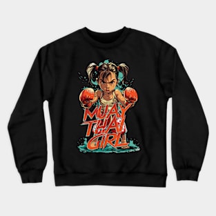 Muay Thai Girl, Cute Thai Boxing Girl Crewneck Sweatshirt